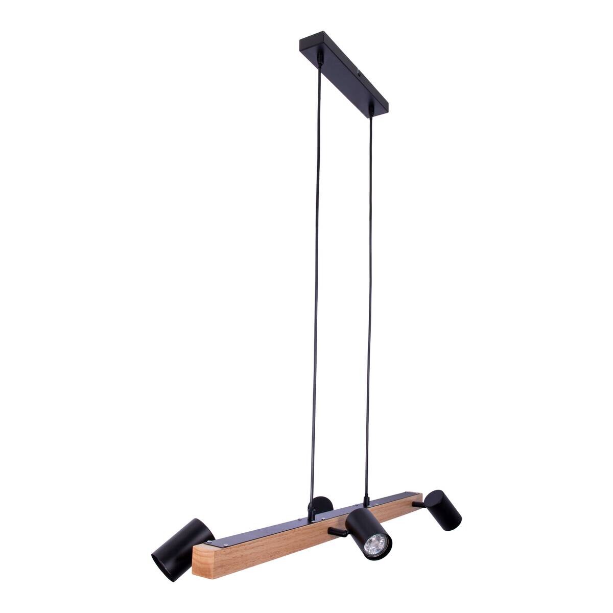 Näve Leuchten Pendelleuchte 7094522 schwarz Holz Metall B/H/T: ca. 24x120x80 cm GU10 4 Brennstellen