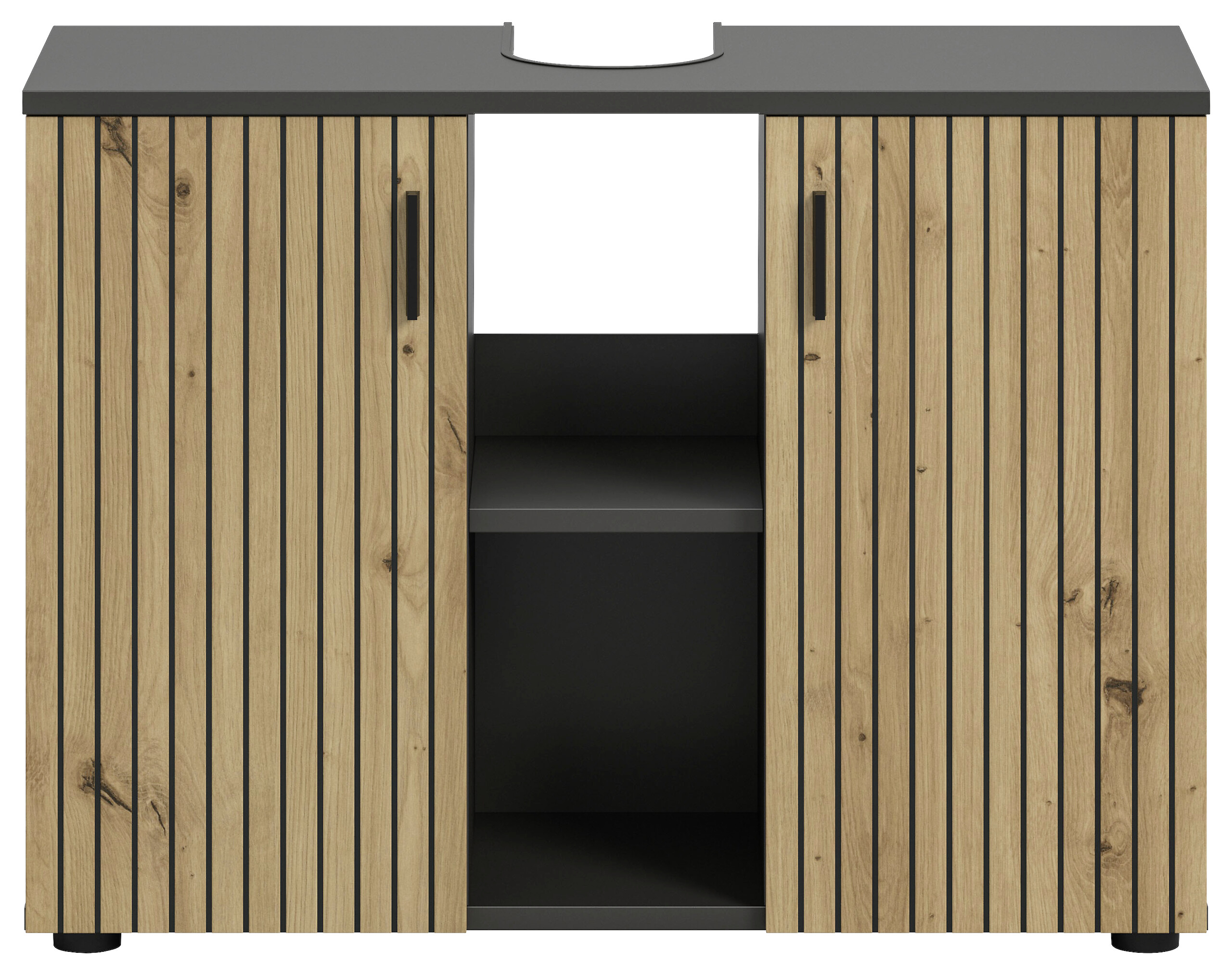 Waschbeckenunterschrank Mone Basalt Nachbildung Artisan Oak Nachbildung B/H/T: ca. 80x59x30 cm