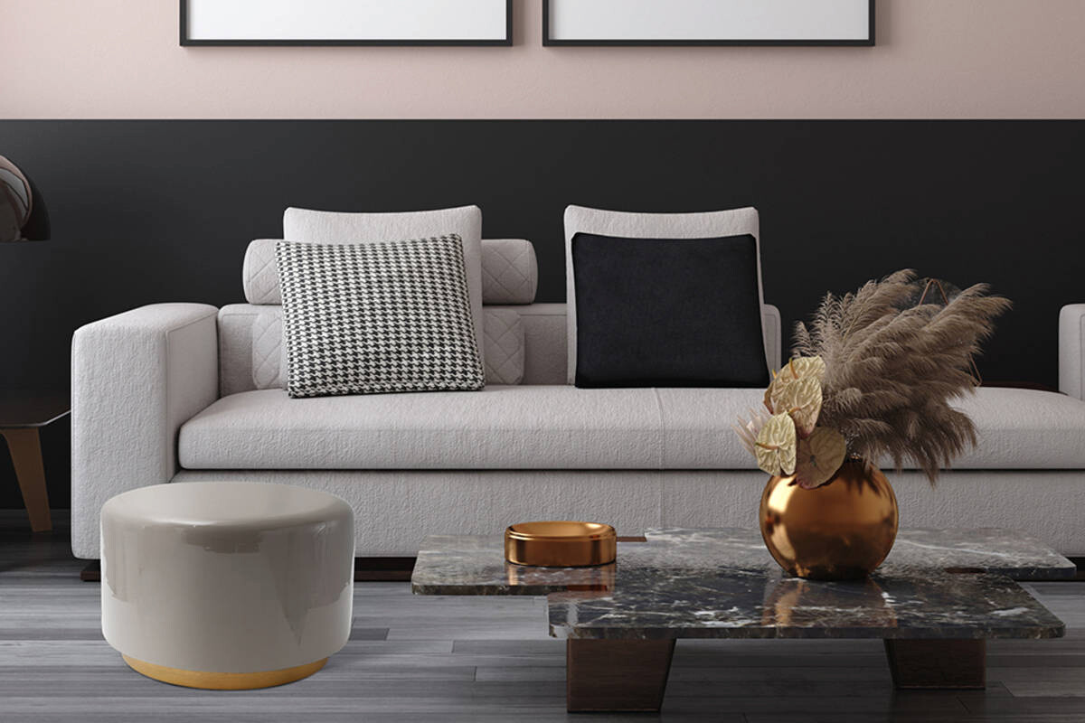 360 Living Hocker Artisse 251 grau gold Metall H/D: ca. 43x51,5 cm