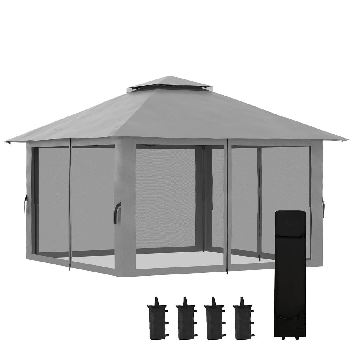 Outsunny Faltpavillon dunkelgrau Stoff B/H/L: ca. 392x283x392 cm