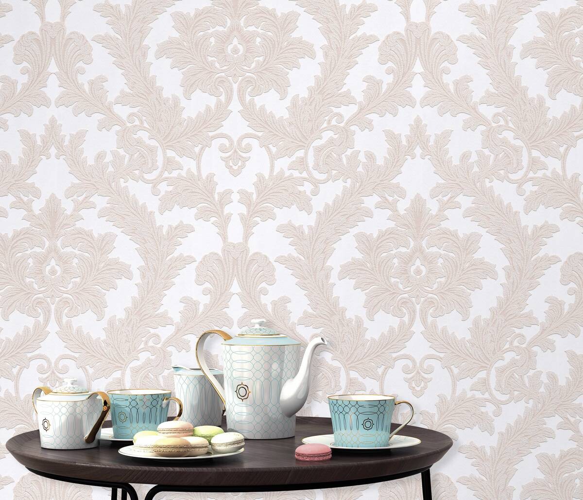 Vliestapete Ornament rosa weiß B/L: ca. 53x1005 cm