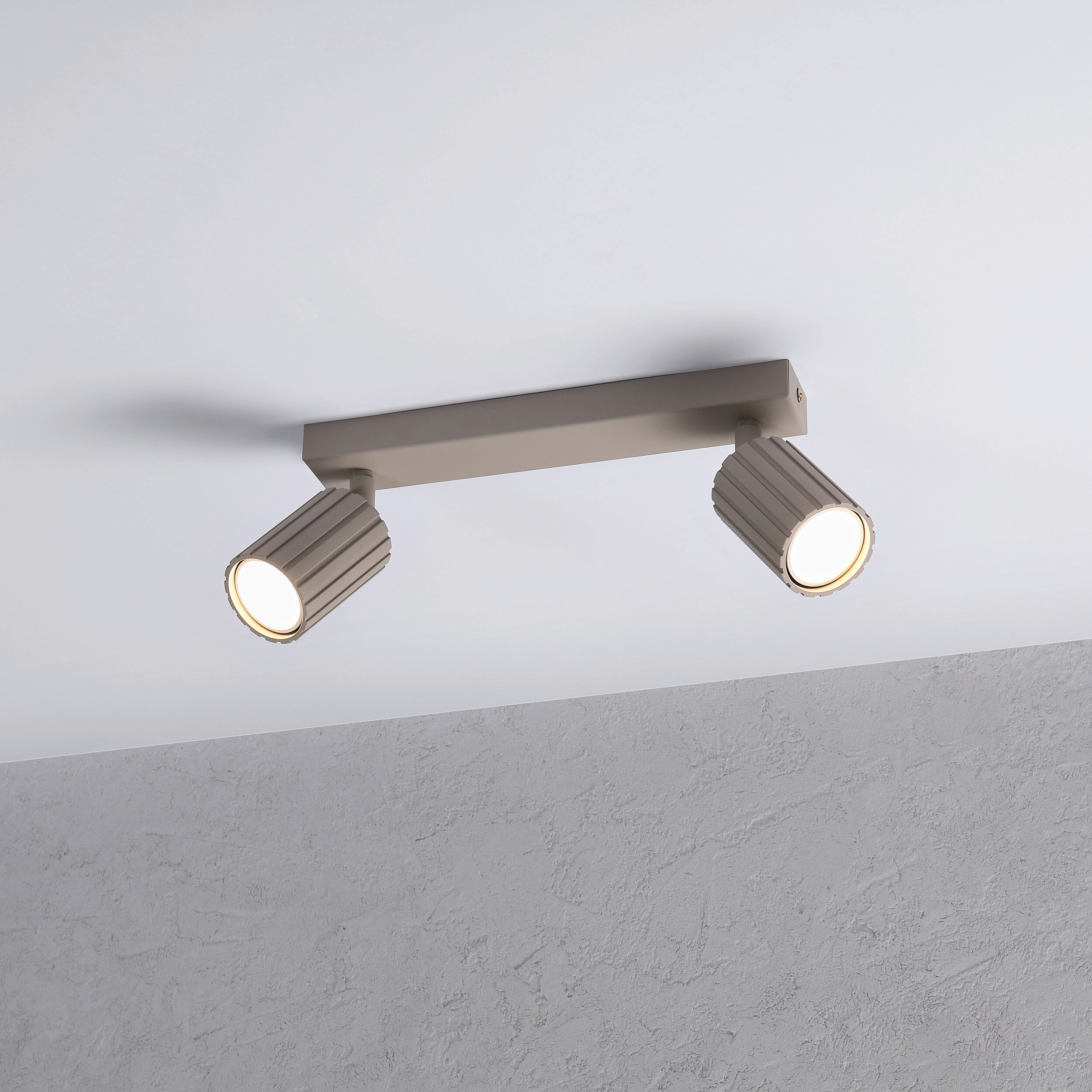 Lamkur Strahler Prisma beige Stahl B/H/L: ca. 6,5x16,5x30 cm 2 Brennstellen