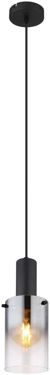 Pendelleuchte Florentina schwarz Glas Metall H/D: ca. 150x12,5 cm E27 1 Brennstellen