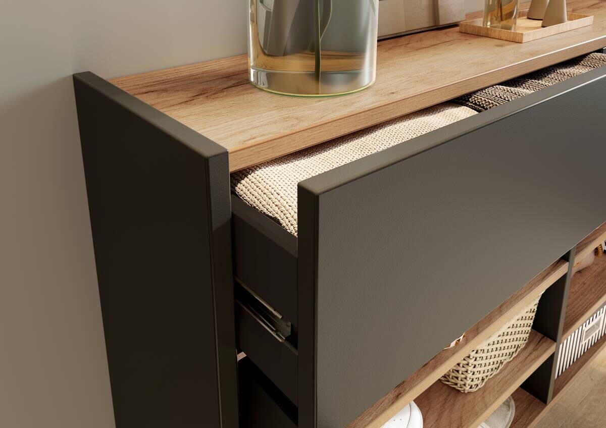 Mehrzweckschrank 1398-549 Graphit Optik Eiche Navarra Nachbildung B/H/T: ca. 110x57x22 cm