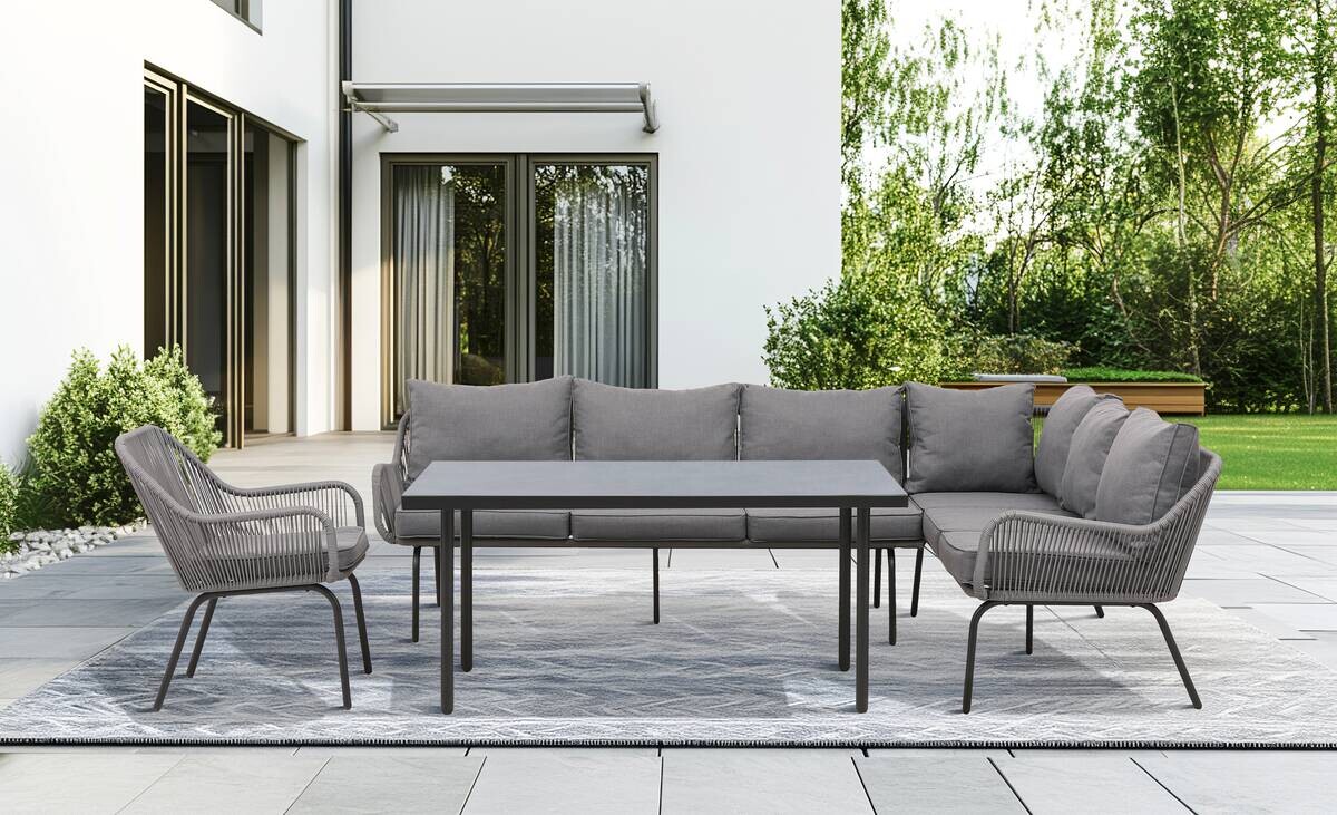 POCOline Gartensitzgruppe Milos dunkelgrau Stahl