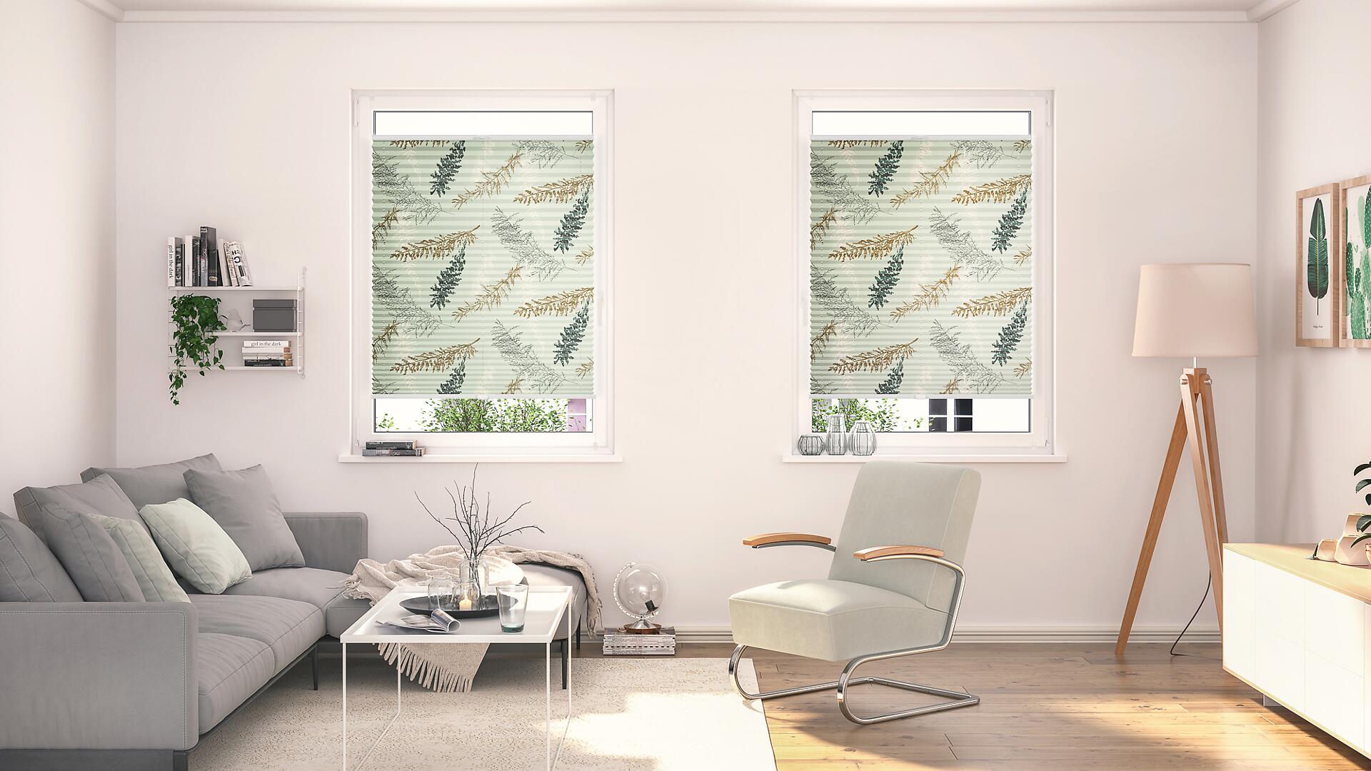 LICHTBLICK Spannplissee Fir Branches grün B/L: ca. 90x130 cm