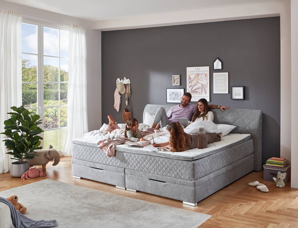 Familienboxbett Korfu silber Liegefläche B/L: ca. 240x200 cm