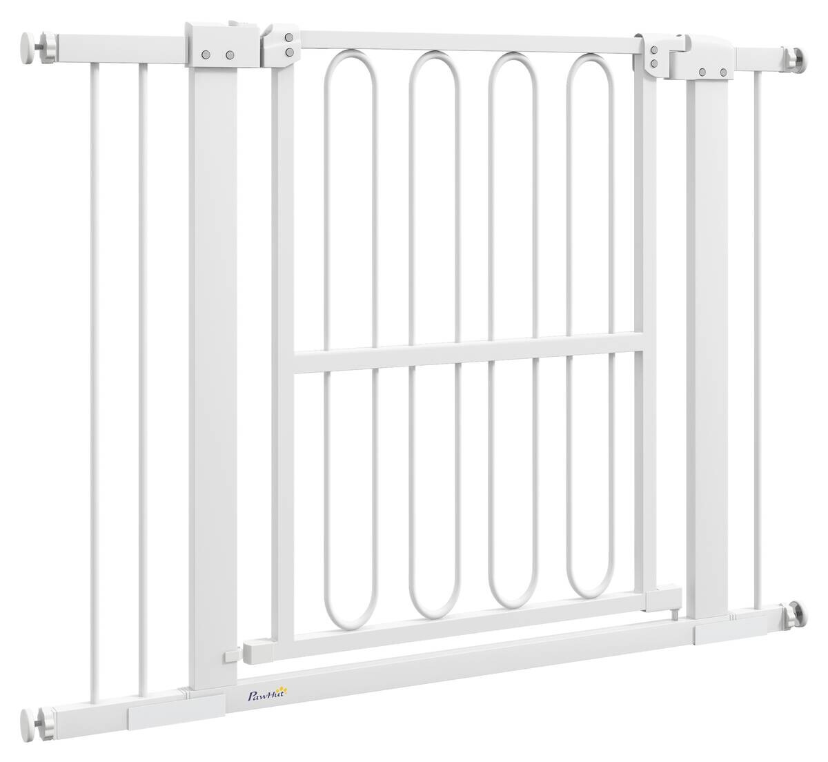 PawHut Türschutzgitter weiß Stahl B/H/L: ca. 5x76x104 cm