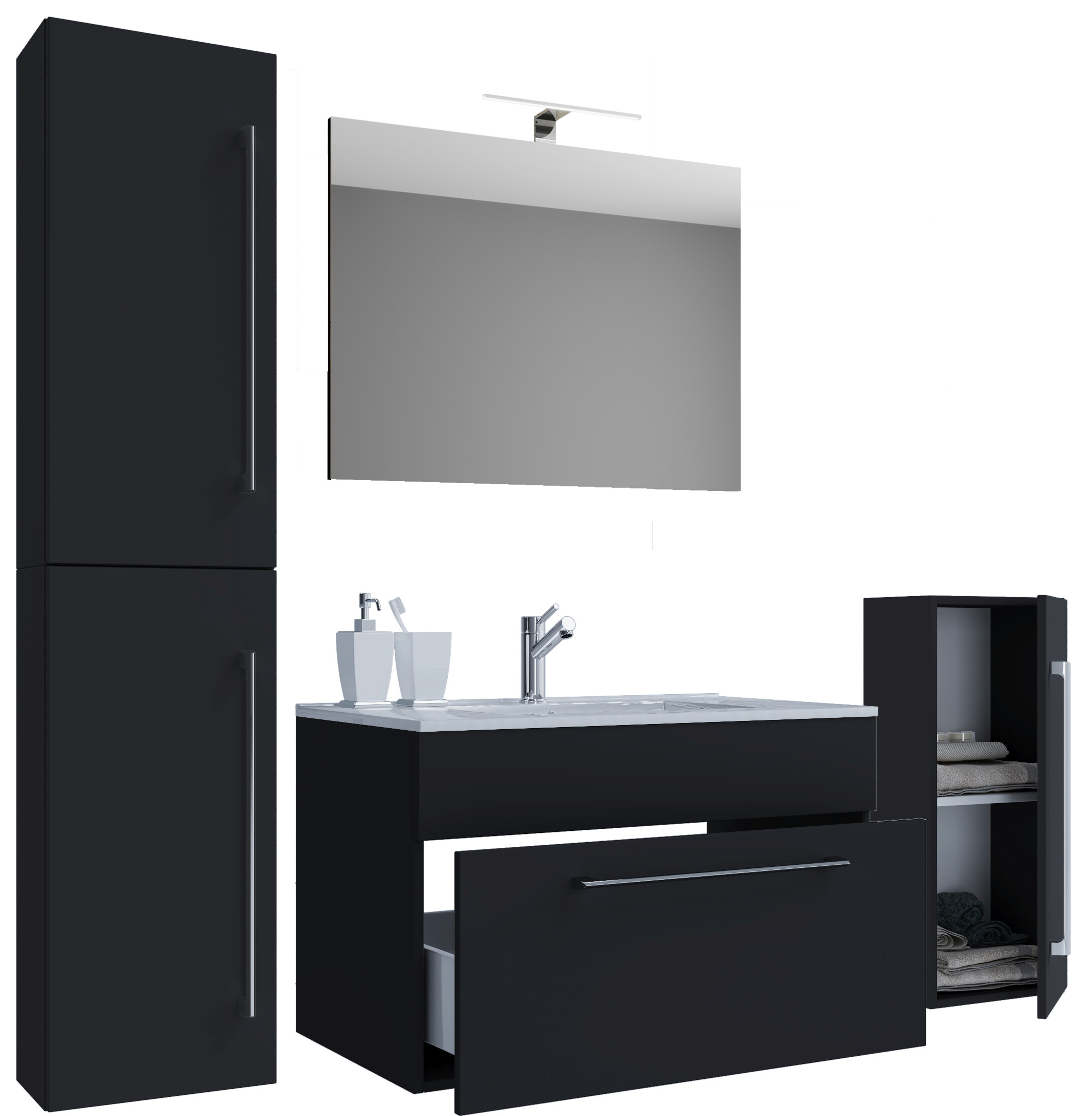 Waschplatz 5tlg-Badinos schwarz B/H/T: ca. 80x50x46 cm