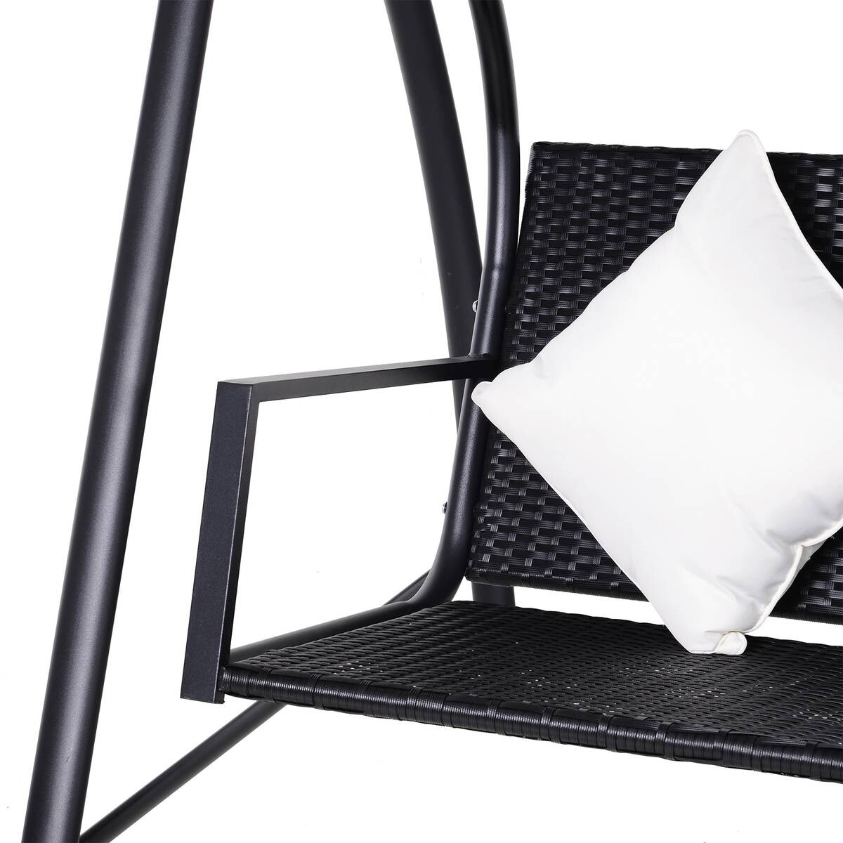 Outsunny Hollywoodschaukel schwarz Polyrattan B/H/L: ca. 124x179x198 cm