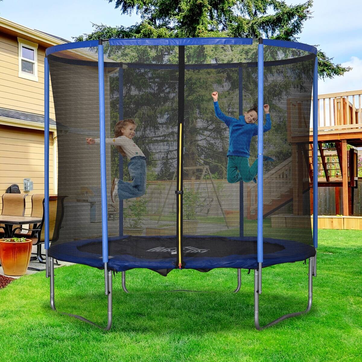 HOMCOM Trampolin blau B/H/L: ca. 244x244x240 cm