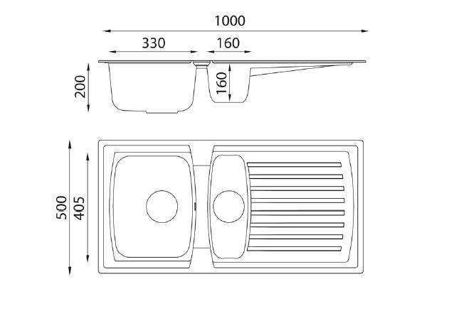 Respekta Einbauspüle Boston 100 x 50 W weiß Mineralite B/H/T: ca. 100x20x50 cm