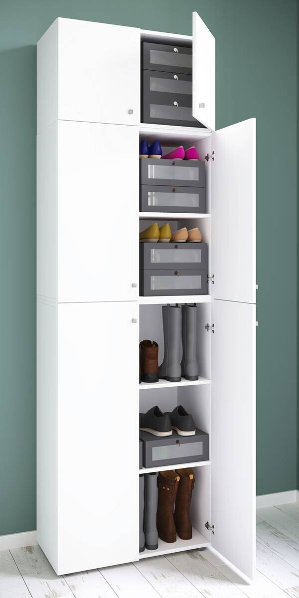 Schuhschrank Lona weiß B/H/T: ca. 70x223x39 cm