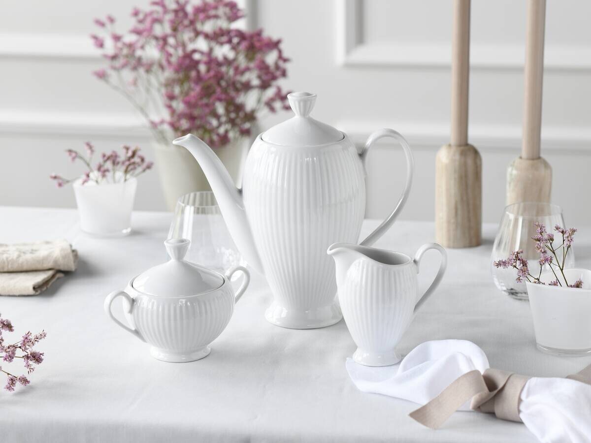 CreaTable Kaffeegarnitur Valencia weiß Porzellan