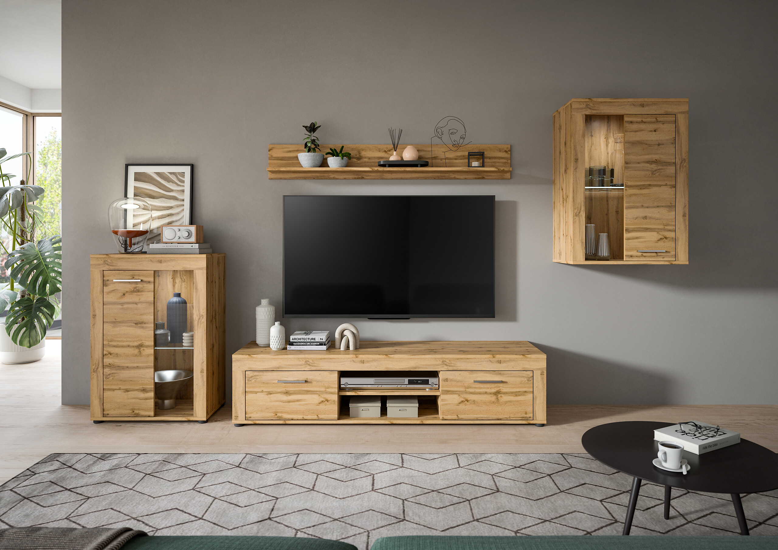 Wohnwand Jam Eiche Wotan Nachbildung B/H/T: ca. 310x169x35 cm