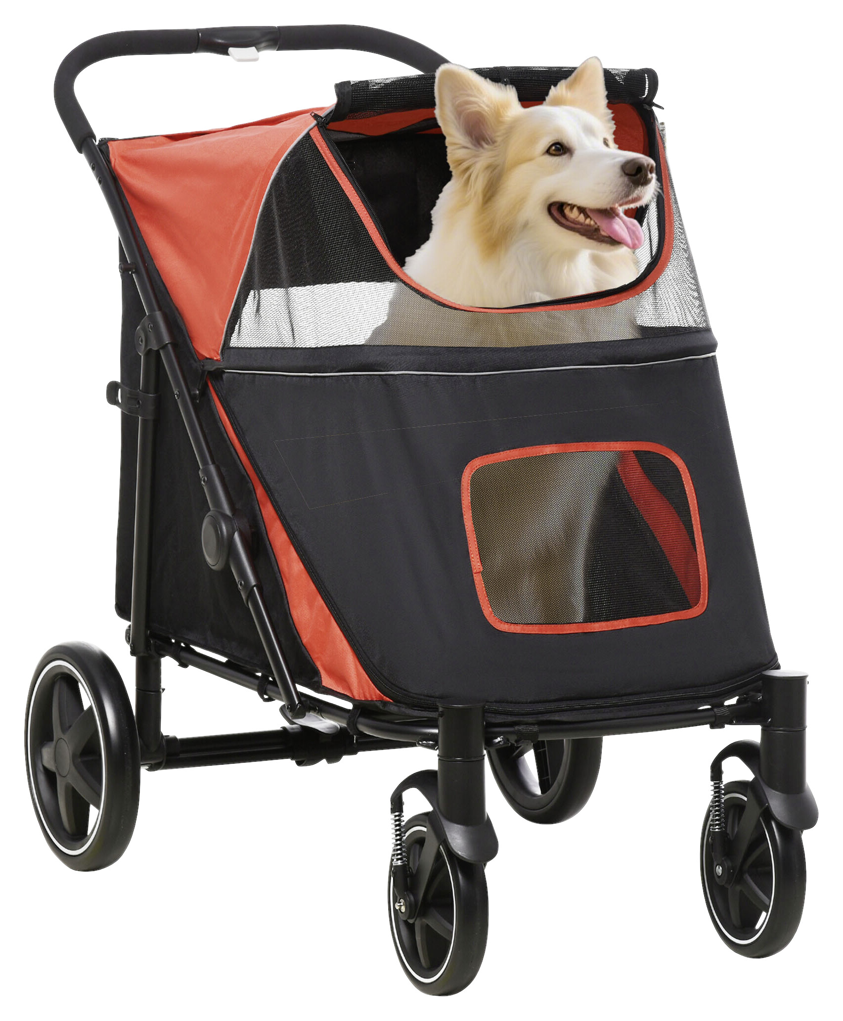 PawHut Hundebuggy rot Polyester-Mischgewebe B/H/L: ca. 65x100x112 cm