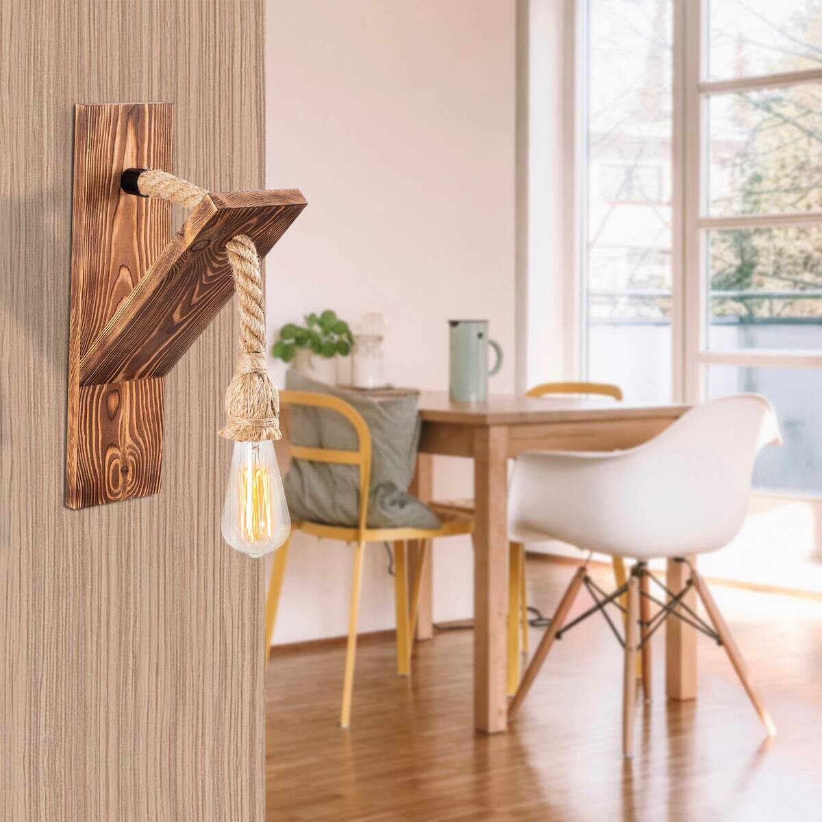 Opviq Wandleuchte Holzoptik B/H/L: ca. 21x40x11 cm E27 1 Brennstellen