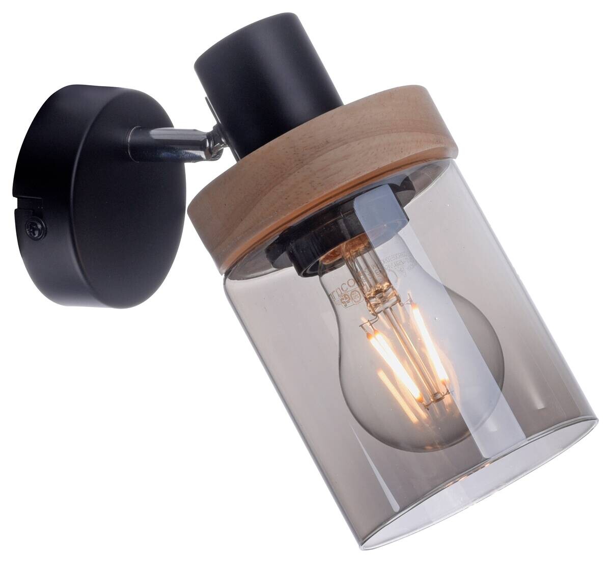 Just Light Spot Pasqual schwarz Rauch Metall Glas B/H/L: ca. 19x18x21 cm E27 1 Brennstellen