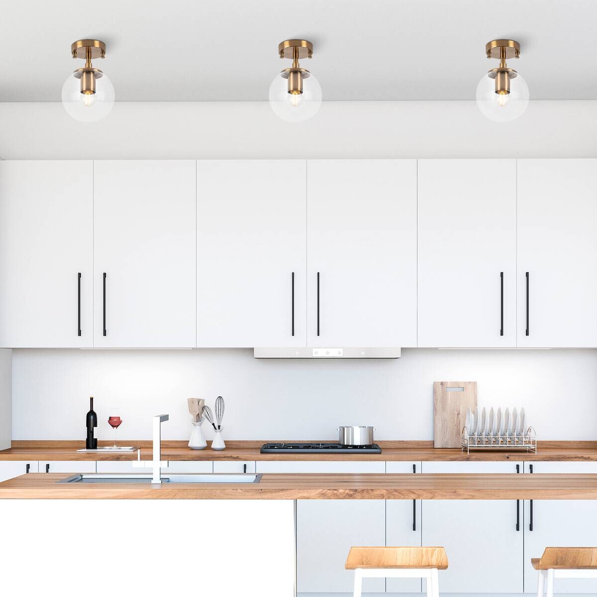 Opviq Deckenleuchte Atmaca bronze Glas Metall B/H/T/L/D: ca. 15x23x15x15x15 cm E14 1 Brennstellen