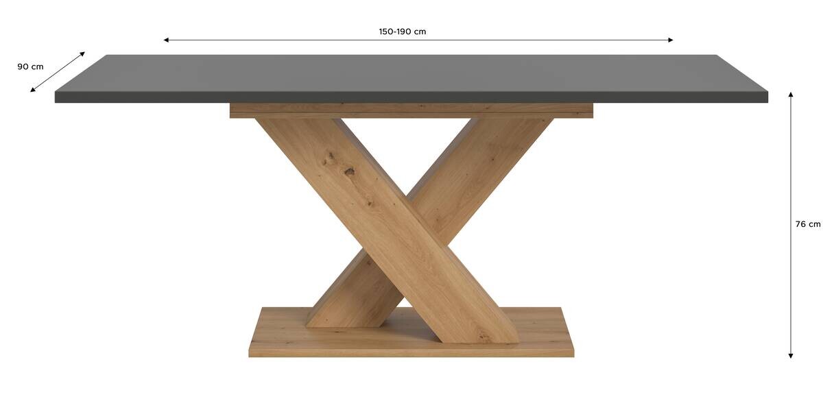 Esstisch MOTION grau Artisan Nachbildung B/H/T: ca. 150x76x90 cm