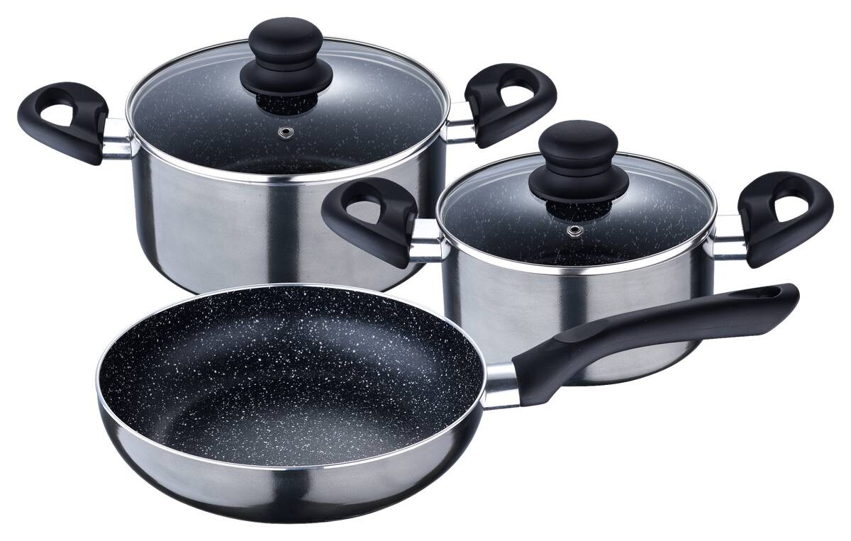 SAN IGNACIO Kochgeschirrset Soria schwarz Aluminium 4 tlg.