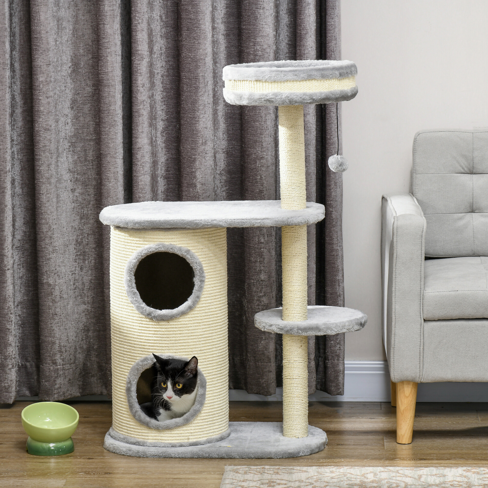 PawHut Kratzbaum grau Spanplatte B/H/L: ca. 35x100x59 cm