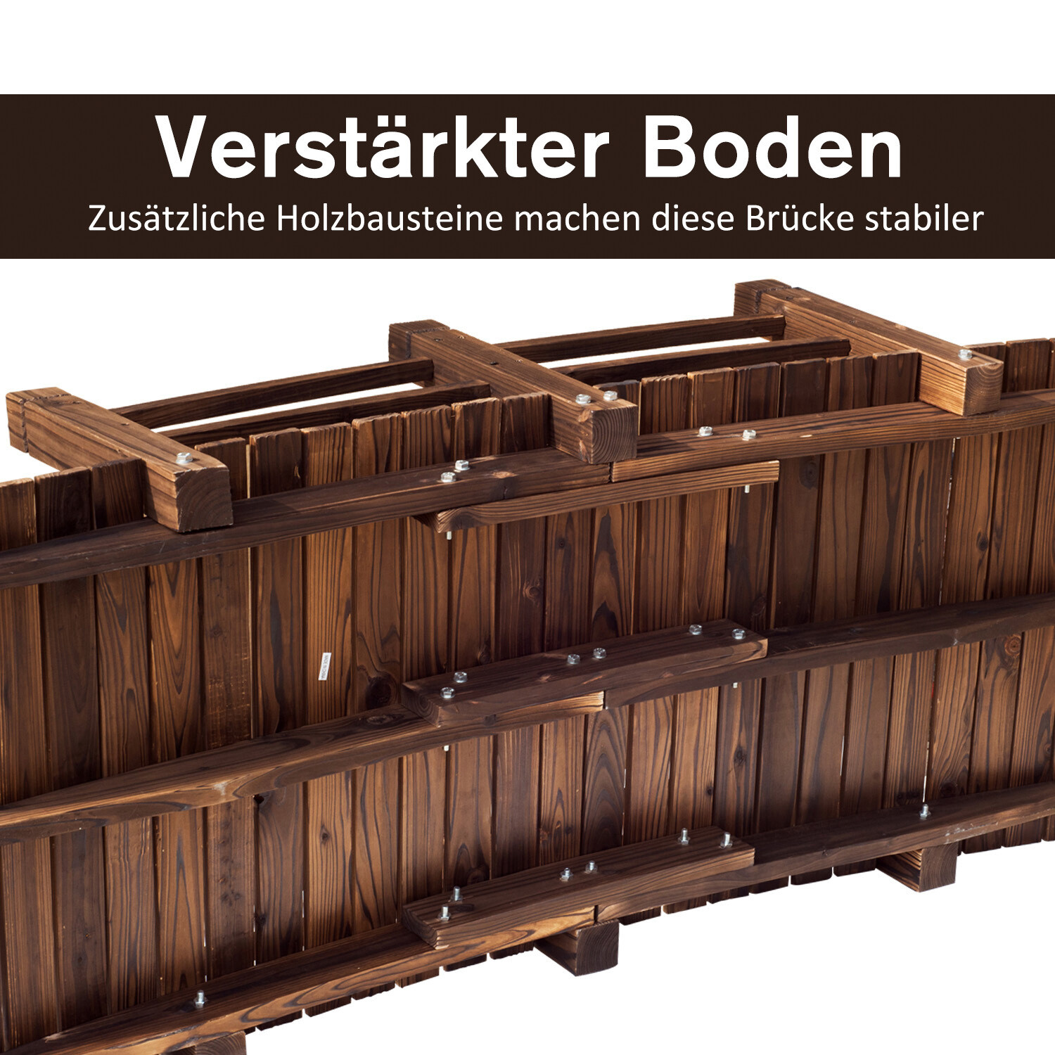 Outsunny Holzbrücke mit Geländer dunkelbraun B/H/L: ca. 67x48x153 cm ca. 181 kg