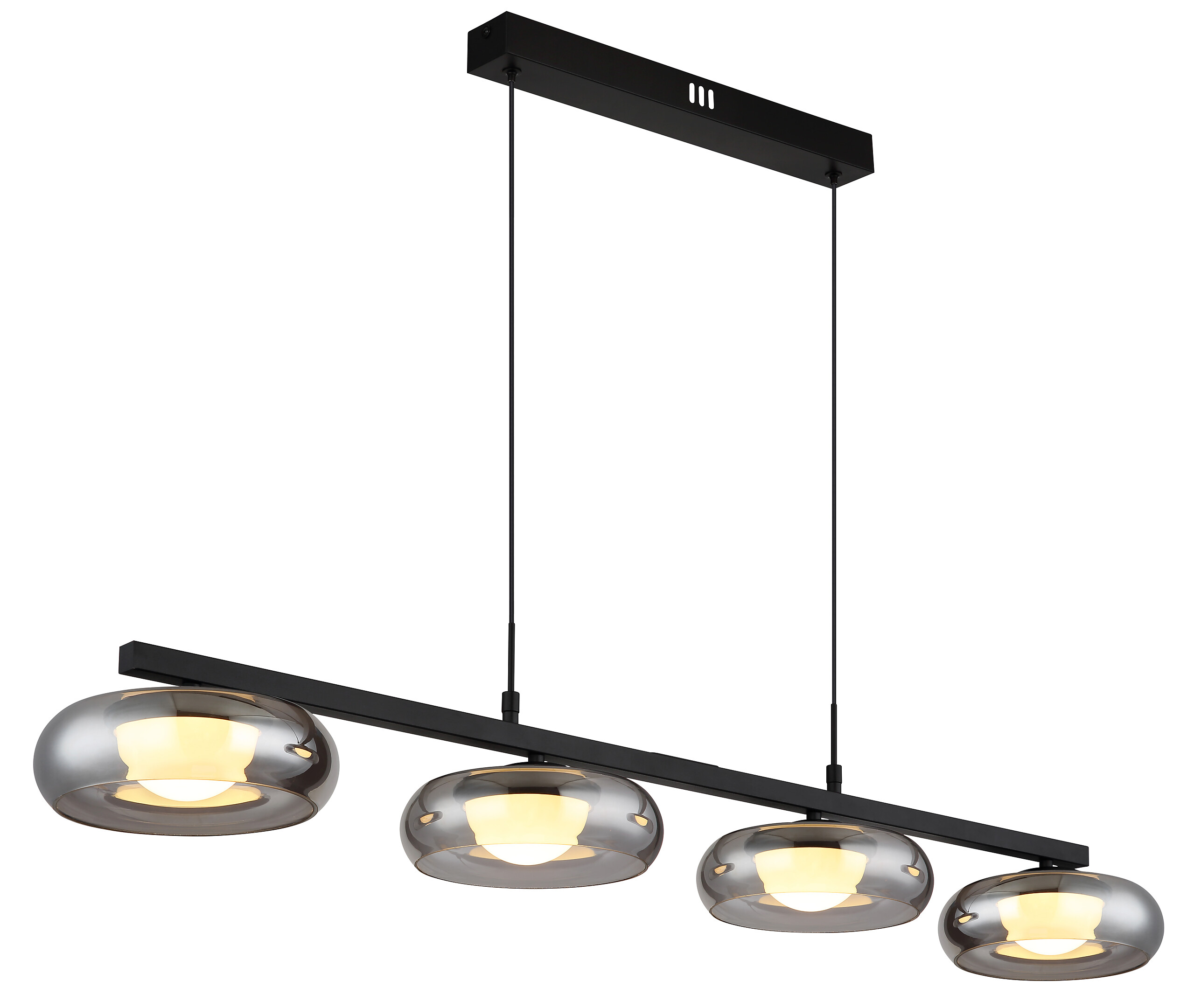 GLOBO Hängeleuchte Rauch schwarz Glas Metall B/H/L: ca. 26x17x124 cm