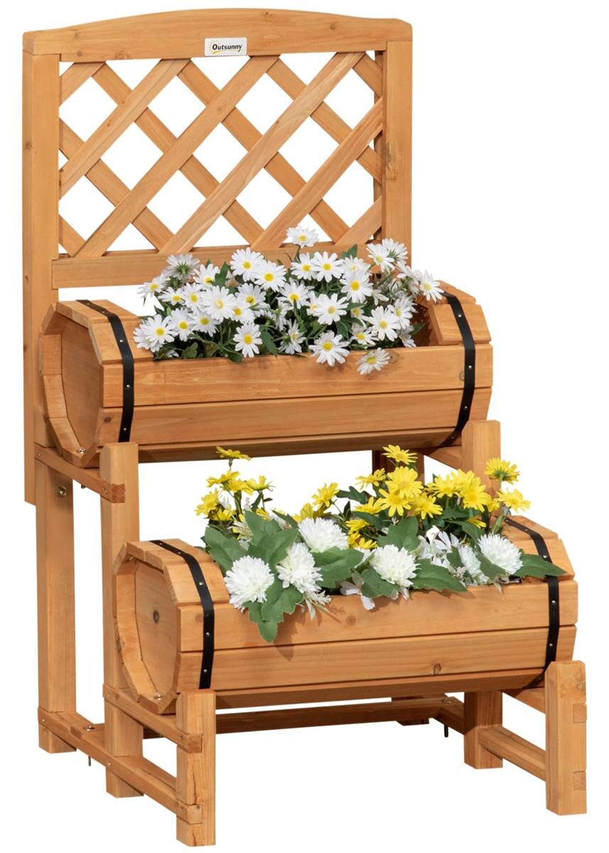 Outsunny Blumenkasten mit Rankgitter