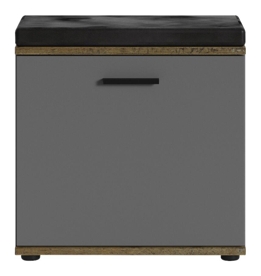 Sitzbank JAKOB schwarz anthrazit Eiche Old Wood Nachbildung B/H/T: ca. 48,5x49x30 cm