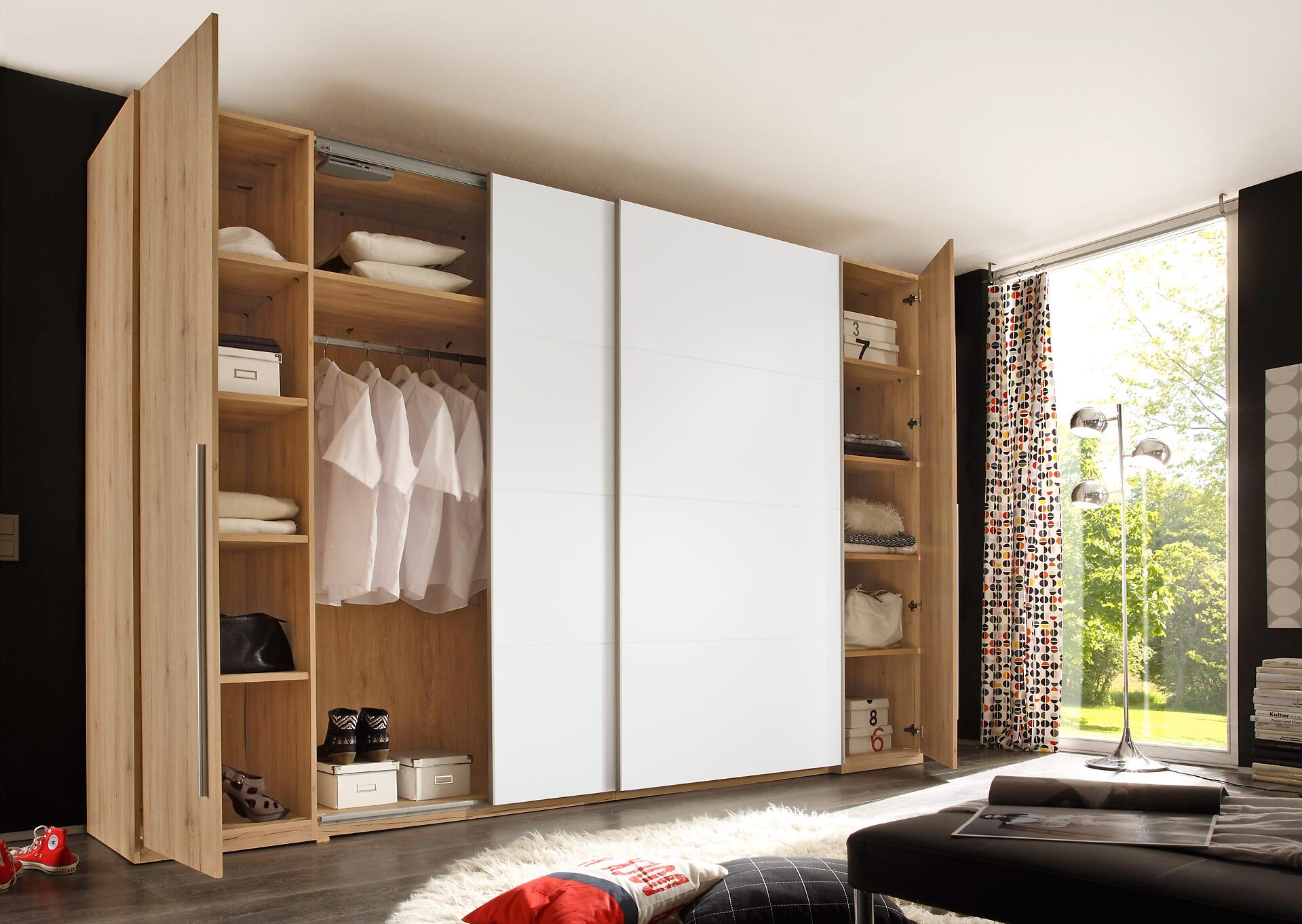 Schwebetürenschrank Match Eiche San-Remo Nachbildung weiß Eiche San-Remo Nachbildung weiß B/H/T: ca. 316x225x61 cm