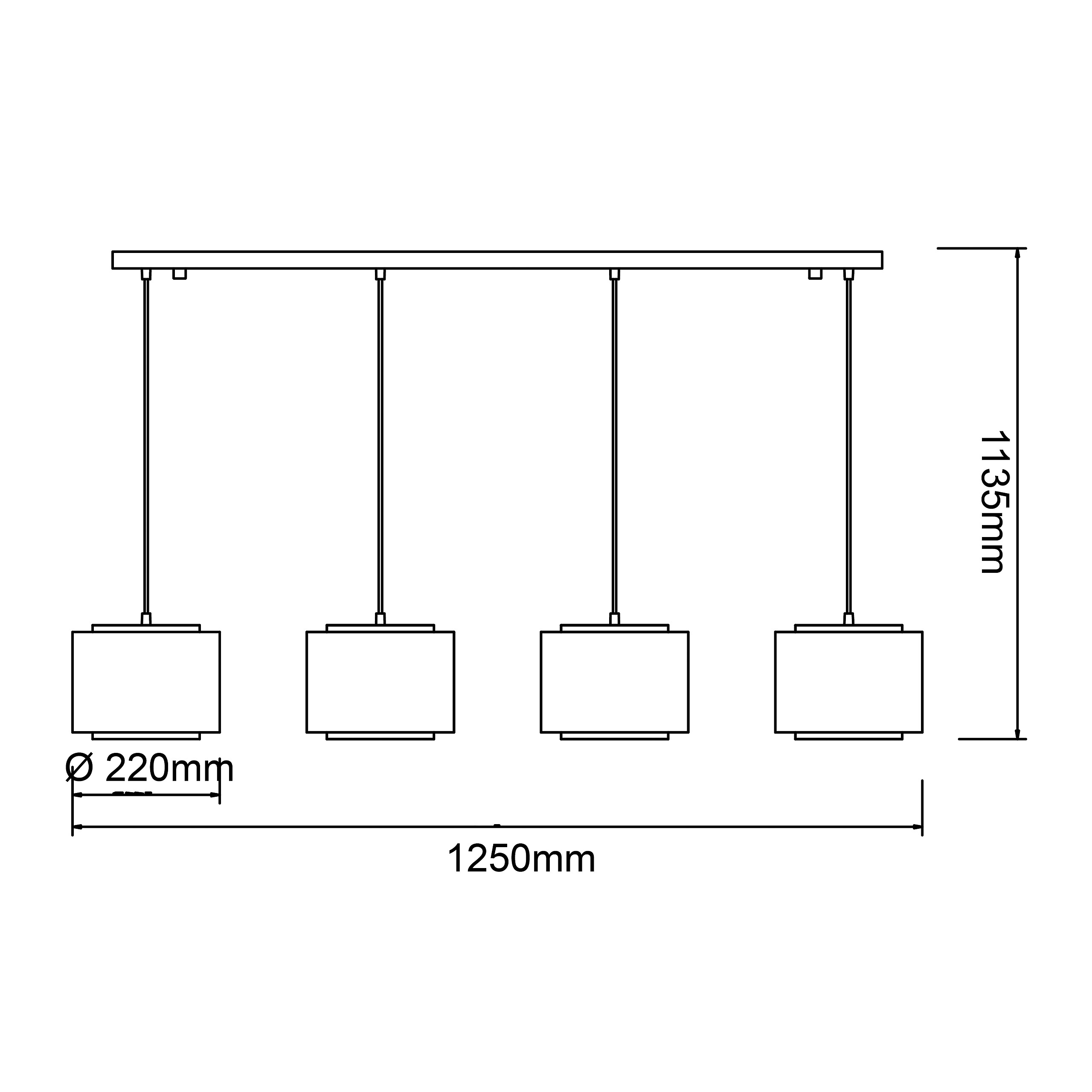 Brilliant Pendelleuchte Odar 99482/09 schwarz beige natur Metall Textil Papier B/H/T: ca. 125x113,5x22 cm E27 4 Brennstellen