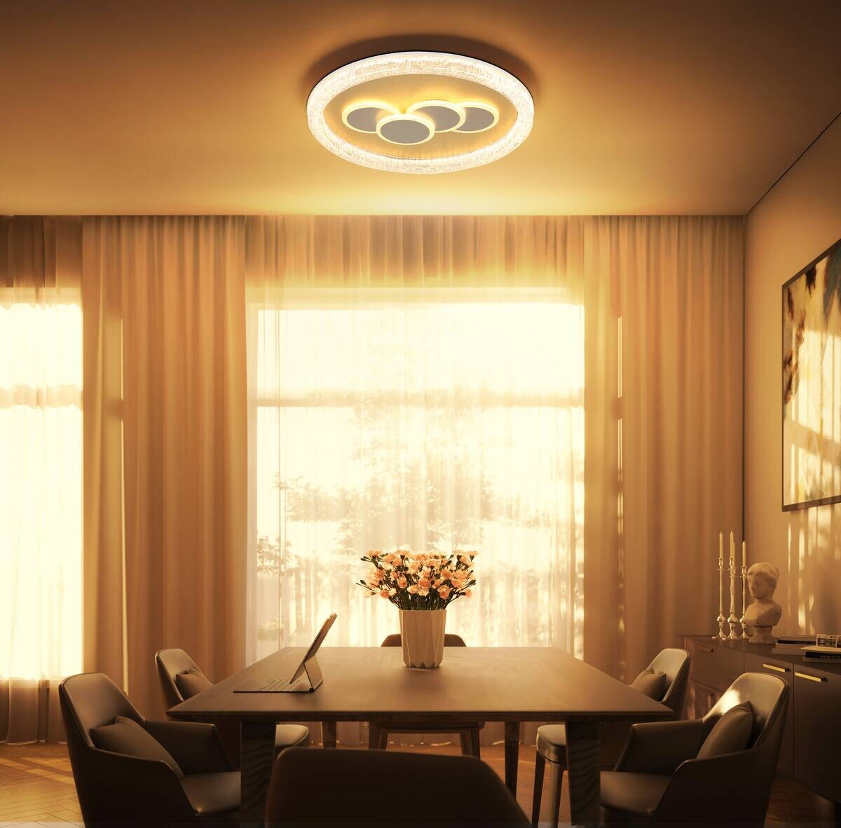 GLOBO LED-Deckenleuchte klar weiß gold Kunststoff Metall H/D: ca. 7x49,5 cm 1 Brennstellen