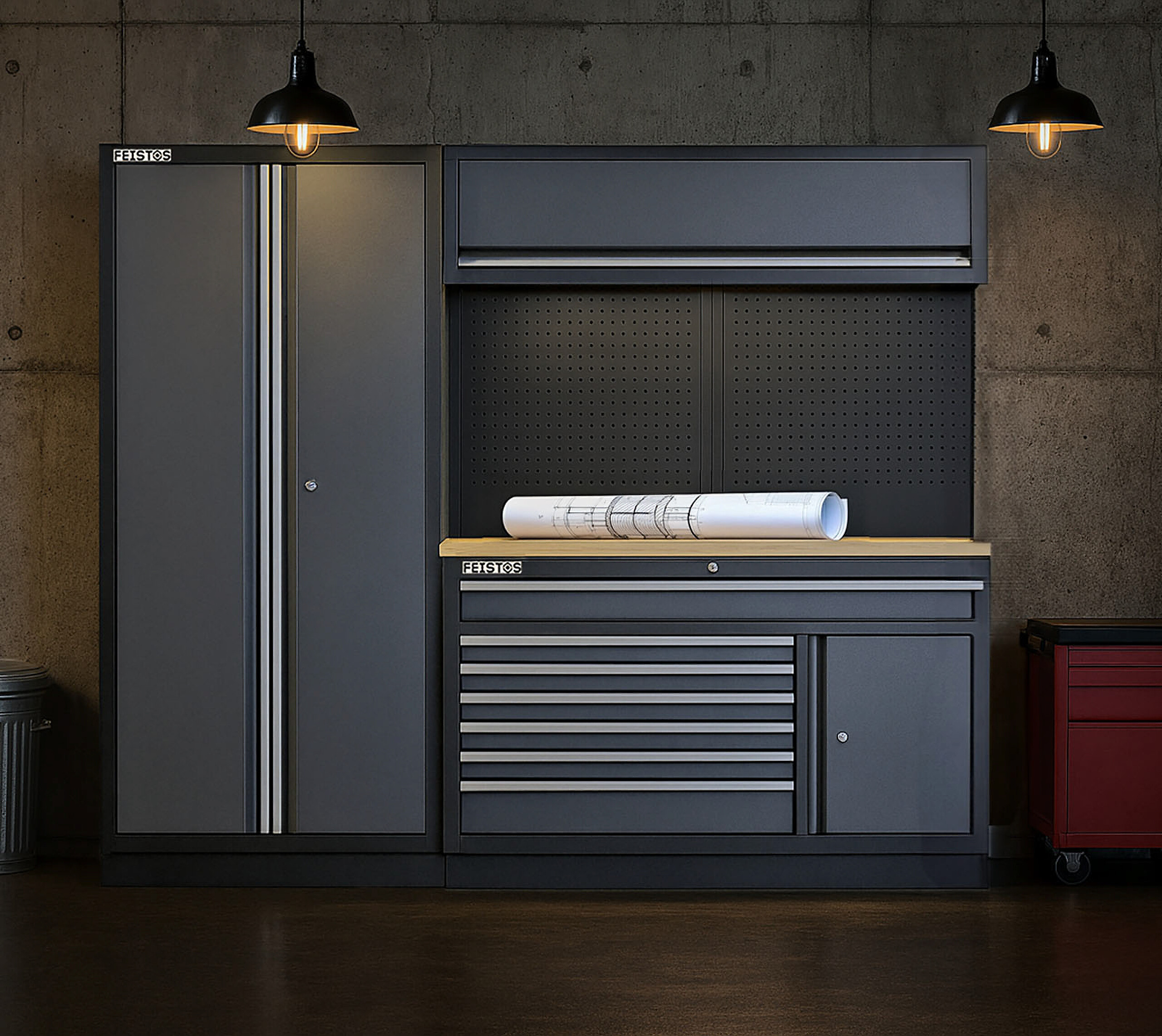 Werkstatteinrichtung Apollo anthrazit B/H/L: ca. 228x200x46 cm