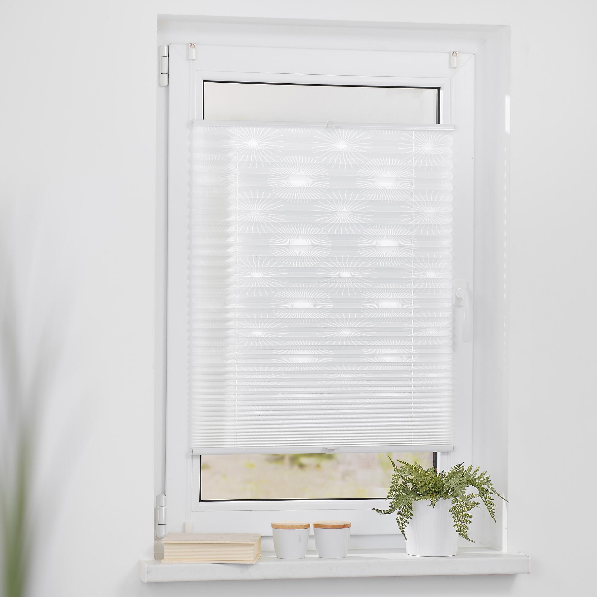 LICHTBLICK Spannplissee Sonne weiß B/L: ca. 120x130 cm