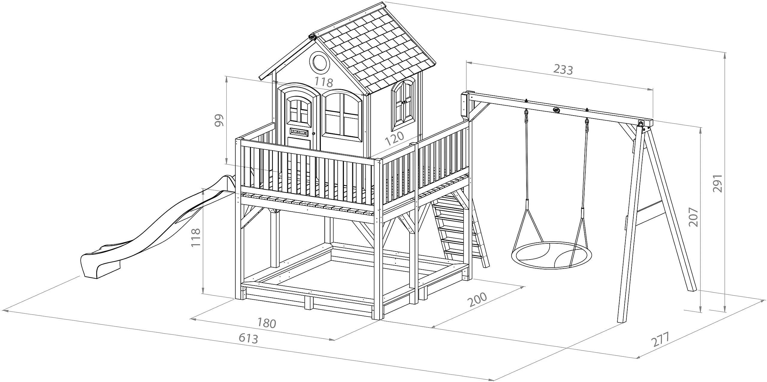 AXI Spielhaus Liam braun B/H/L: ca. 541x291x277 cm