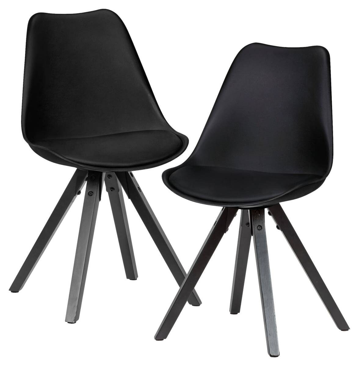 Stuhl 2er-Set schwarz schwarz schwarz Kunststoff Kunstleder Echtholz B/H/T: ca. 49x87x52 cm