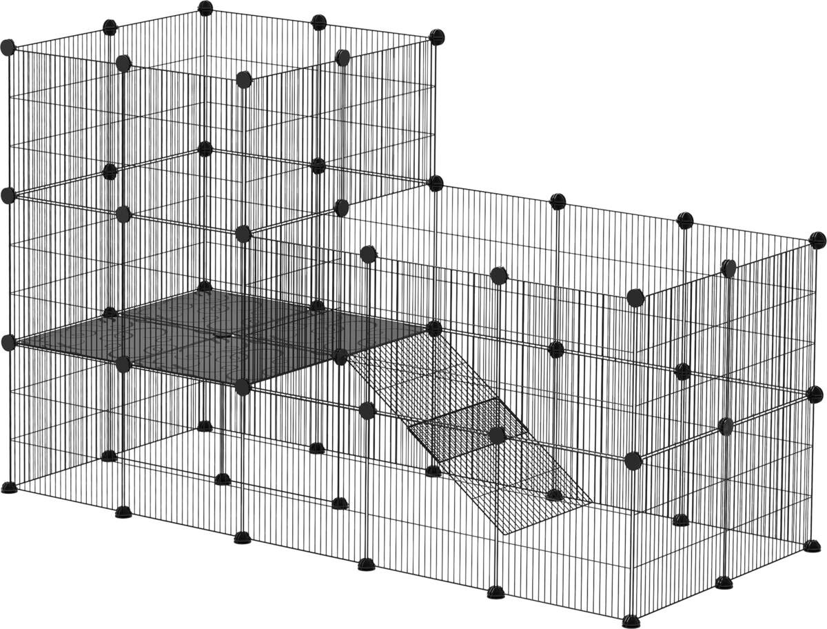 PawHut Kleintiergehege schwarz Stahl B/H/L: ca. 70x105x140 cm