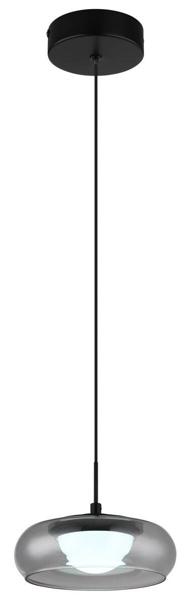 GLOBO Hängeleuchte schwarz Rauch Glas Metall B/H/L: ca. 26x18x26 cm