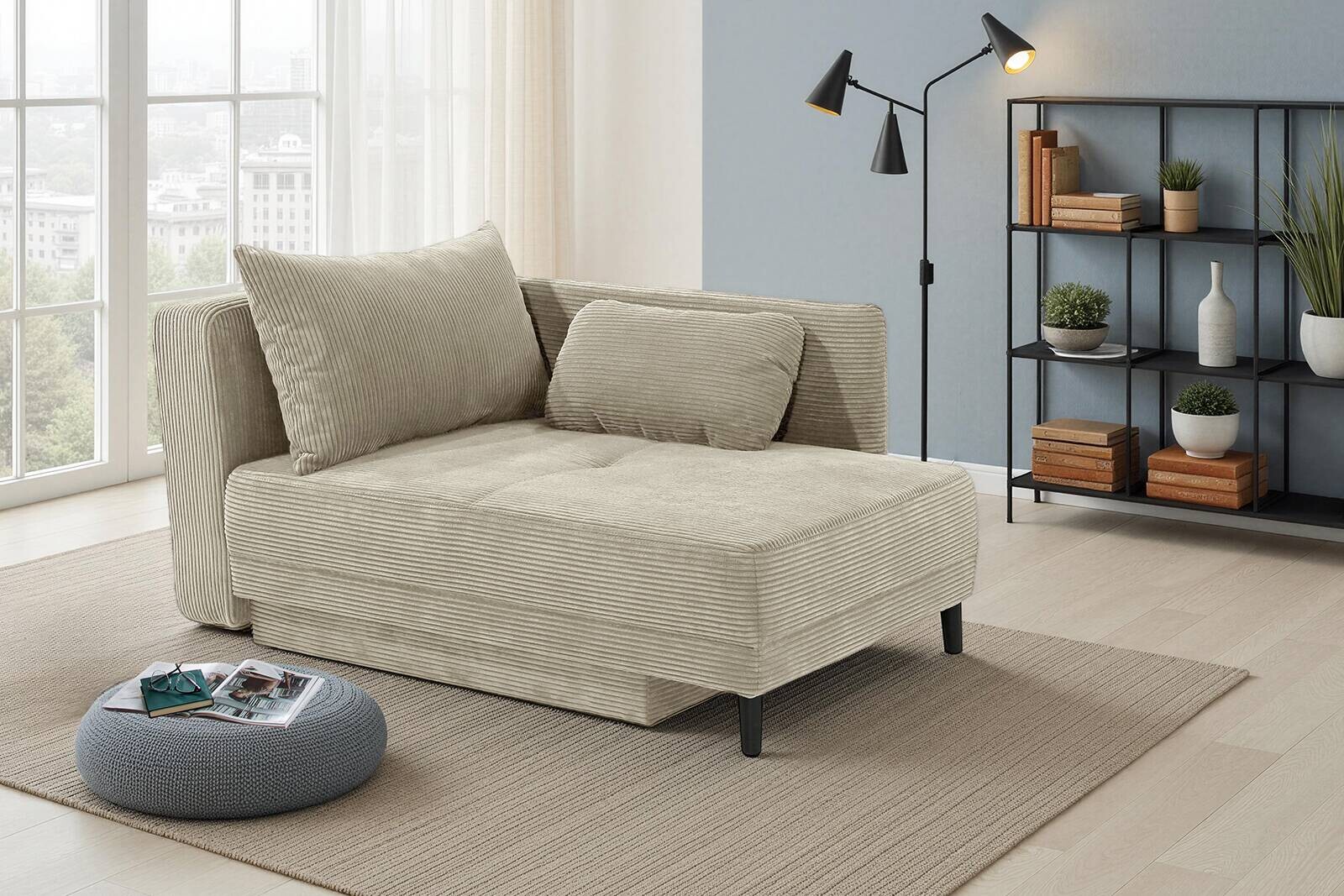 Recamiere Greige Microfaser B/H/T: ca. 155x81x73 cm