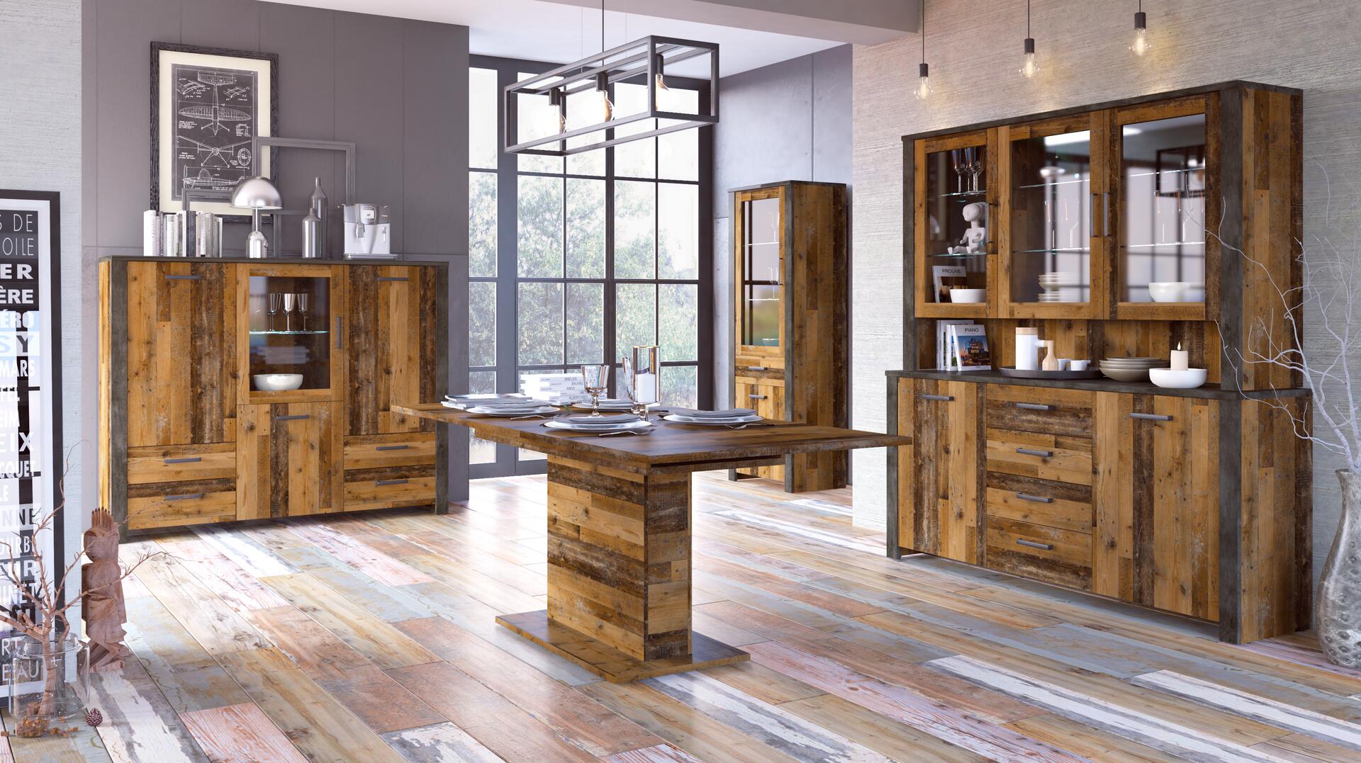 Aufsatz Oregon Old Wood Nachbildung Fresko Spanplatte B/H/T: ca. 173x107x38 cm