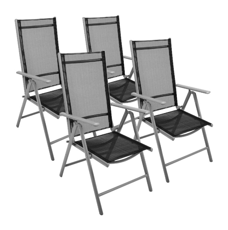 VCM Klappsessel 4er Set schwarz Aluminium B/H/T: ca. 56x105x65 cm