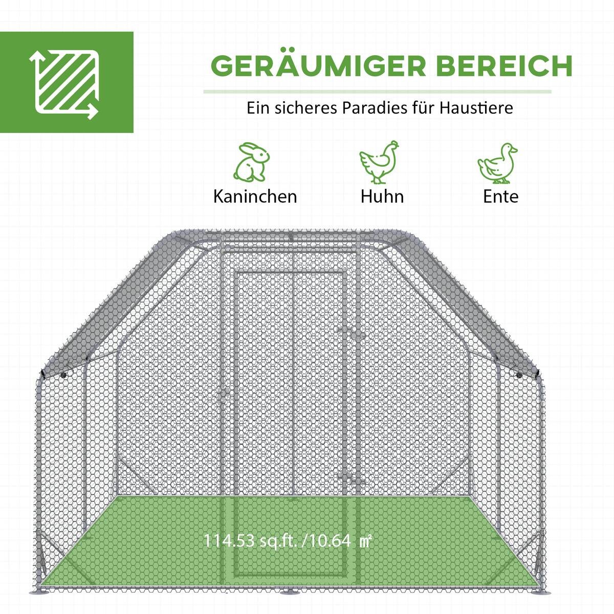 PawHut Stall silber Edelstahl B/H/L: ca. 380x280x195 cm