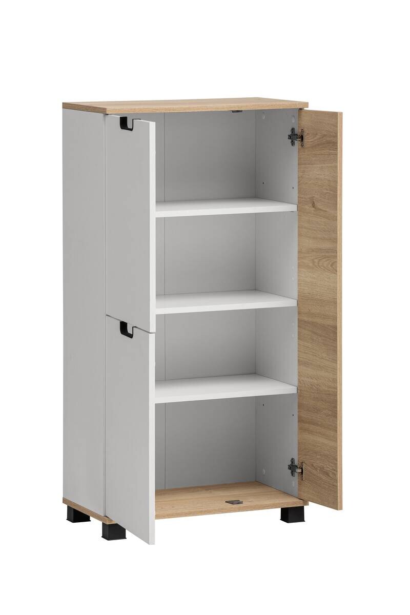 Highboard Emmik weiß matt Eiche Eiche weiß Nachbildung B/H/T: ca. 59,8x116,9x32,6 cm