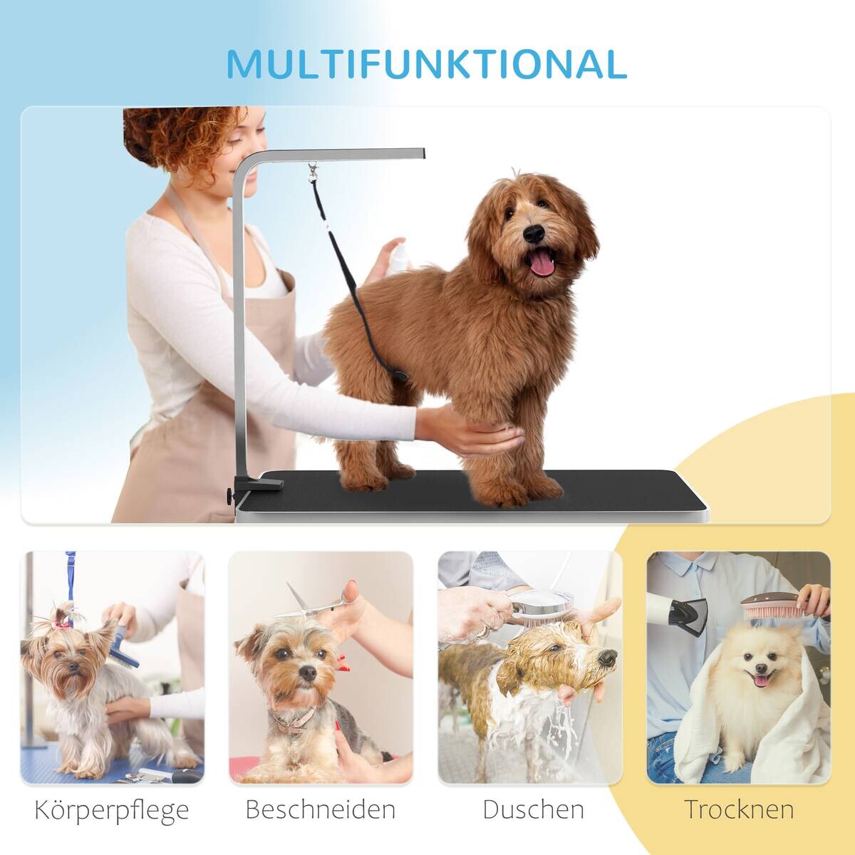 PawHut Tierpflegetisch schwarz Stahl B/H/L: ca. 60x76x90 cm