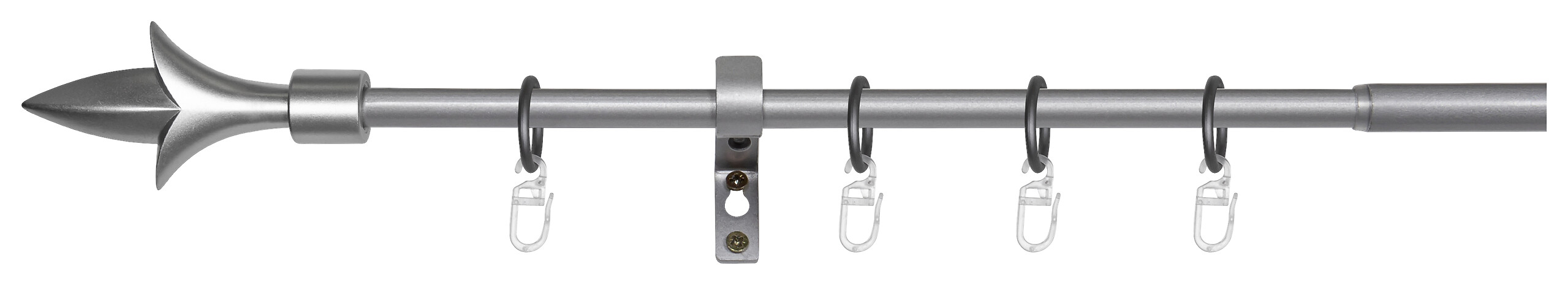 Gardinenstange silber Aluminium ausziehbar von ca. 130 bis 240 cm 1.0 Läufe