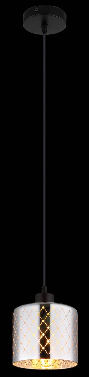 GLOBO Hängeleuchte Chrom klar mattschwarz Metall Glas PVC H/D: ca. 120x15 cm E27 1 Brennstellen