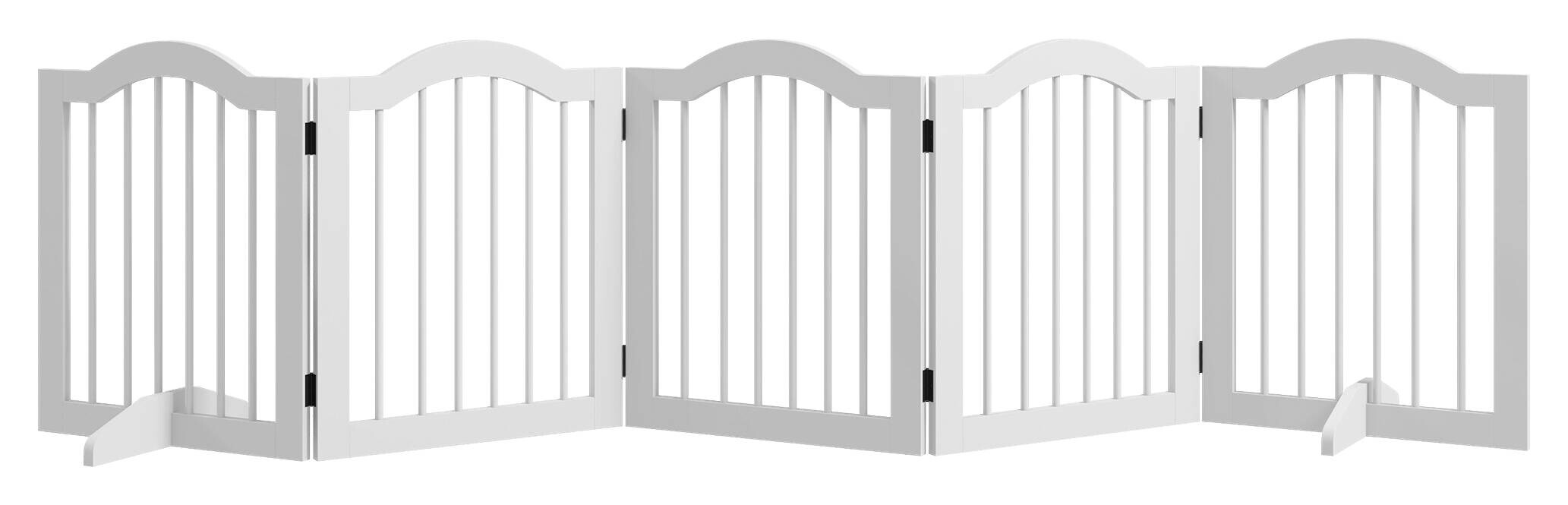 PawHut Hunde-Absperrgitter weiß MDF B/H/L: ca. 29,5x61x254,5 cm