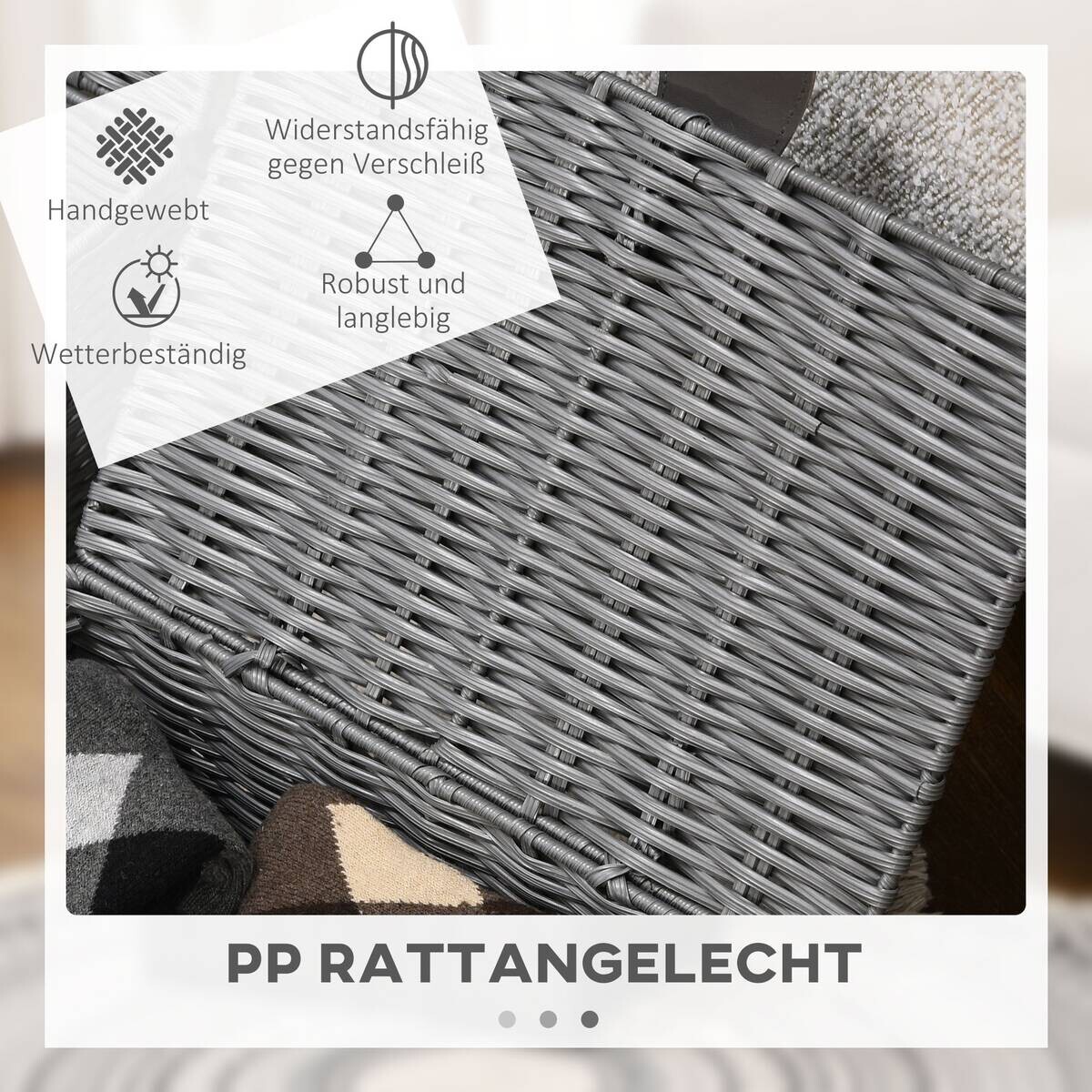 HOMCOM Aufbewahrungskorb grau Metall B/H/L: ca. 28,5x35,5x18 cm