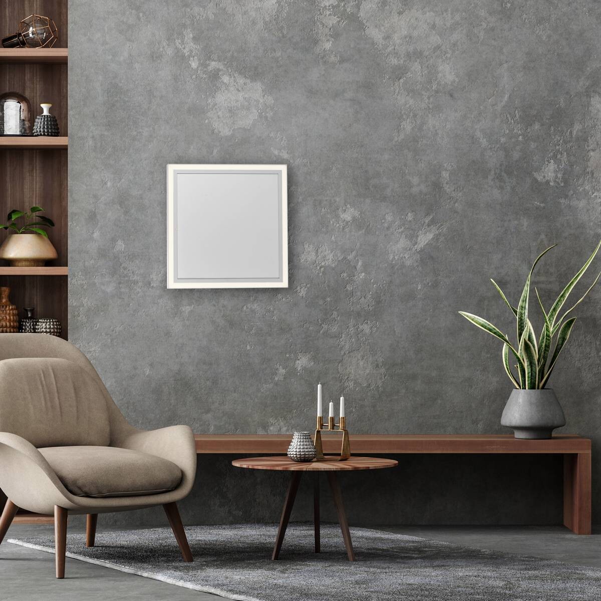 Just Light LED-Deckenleuchte mit Heizfunktion BEROA 18067-16 weiß Kunststoff Metall B/H/T: ca. 60x6,8x60 cm 1 Brennstellen